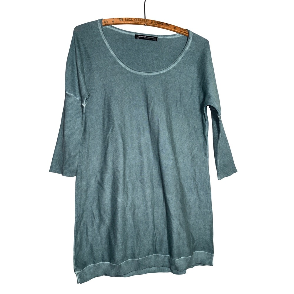 Peruvian Connection XS Teal Blue 100%‎ Cotton Scoop Neck Tunic Sweater Womens